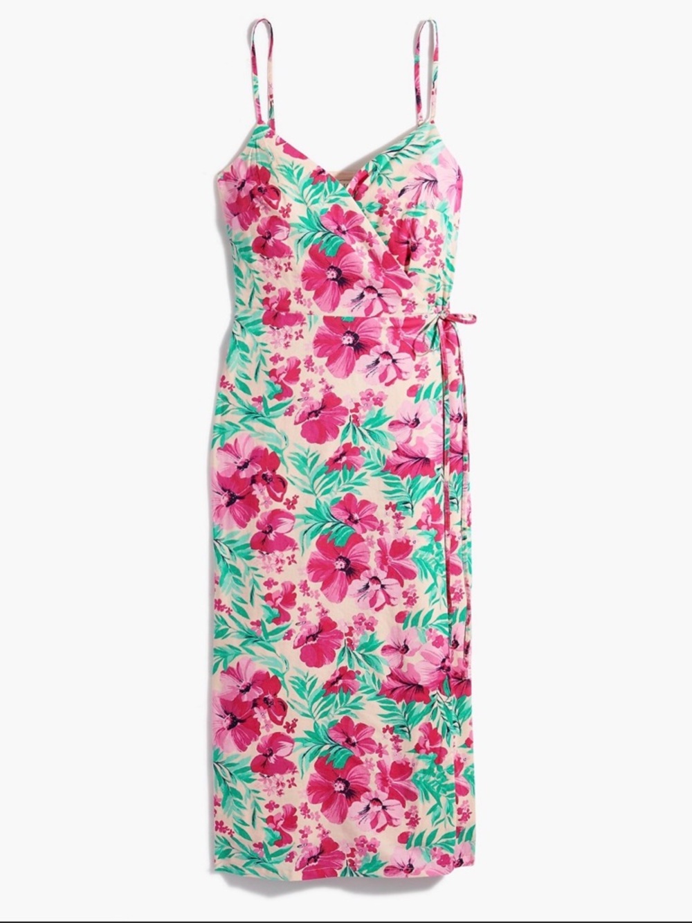 J. Crew Tropical Floral Wrap Midi Dress Cotton Sleeveless Coastal Beach 6 small